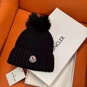 Moncler Wool Beanie with Pom Pom